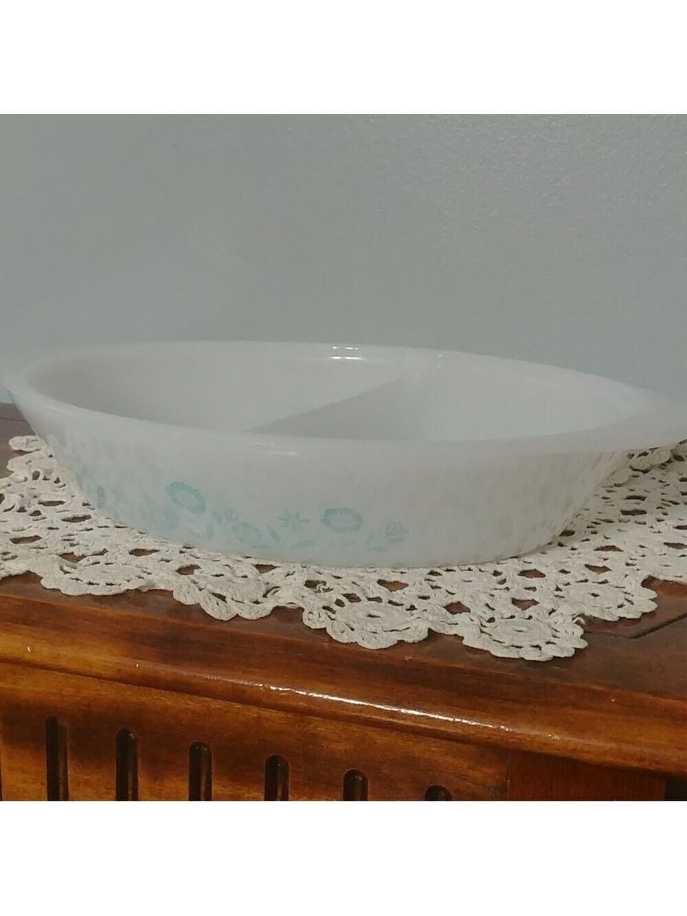 Vintage Sears Maid of Honor Blue Flower Bake & Servewear Dip Dish 1Qt MadeinUSA